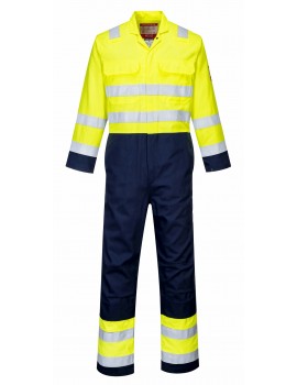 Portwest BIZ7 - Hi-Vis Anti-Static Bizflame Pro Coverall - Yellow/Navy Clothing